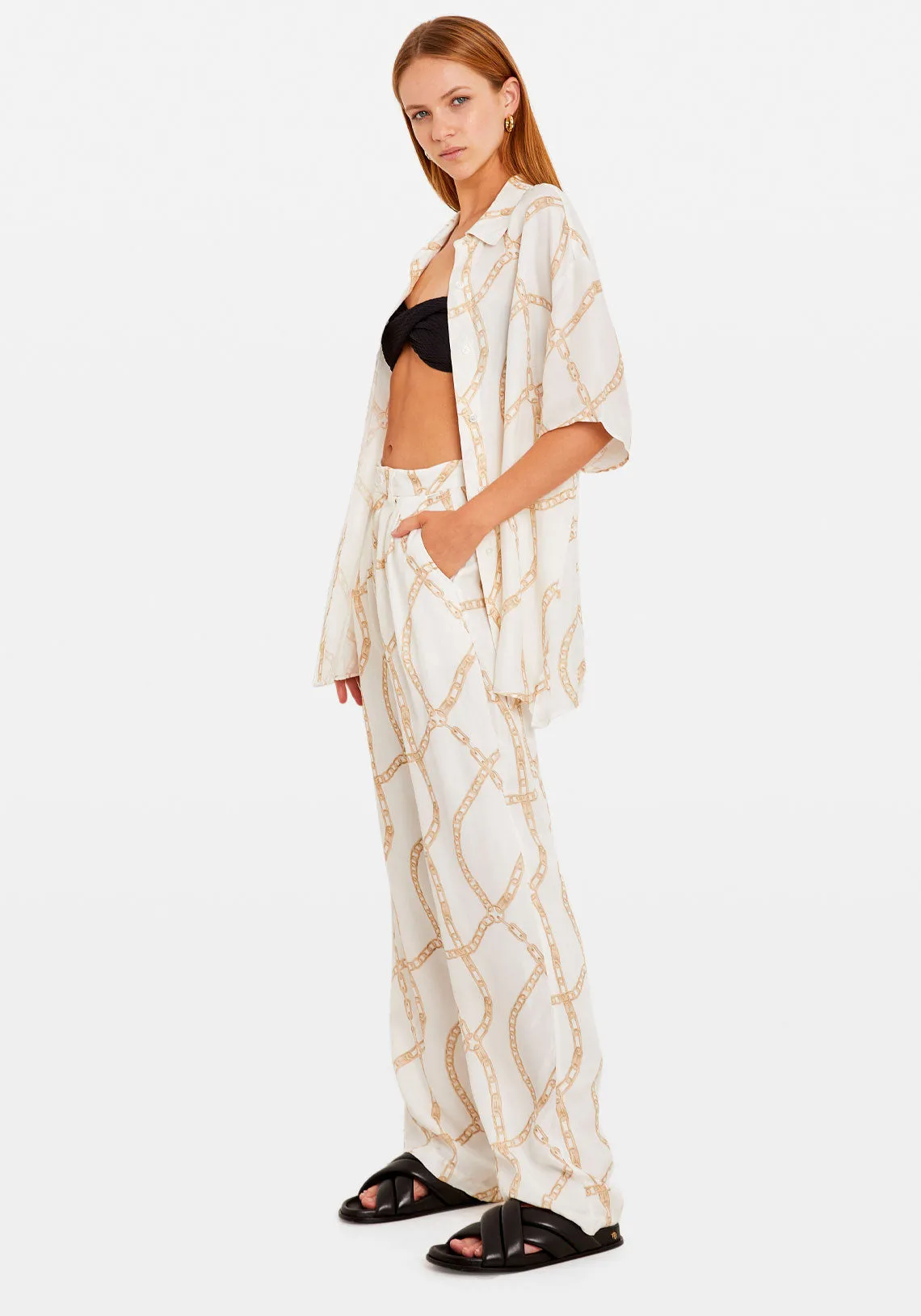 VALO SHIRT CREAM AND TAN LINK PRINT