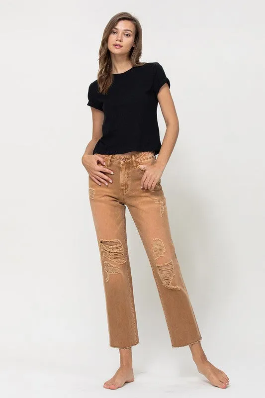 Vervet by Flying Monkey High-RIse Straight Crop Jeans