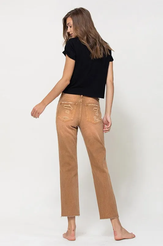 Vervet by Flying Monkey High-RIse Straight Crop Jeans