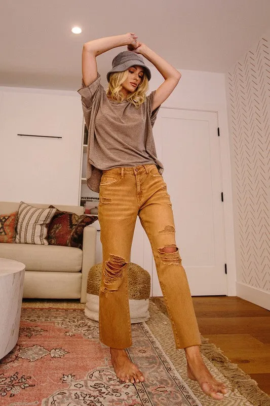 Vervet by Flying Monkey High-RIse Straight Crop Jeans