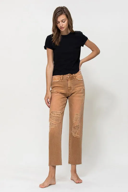 Vervet by Flying Monkey High-RIse Straight Crop Jeans