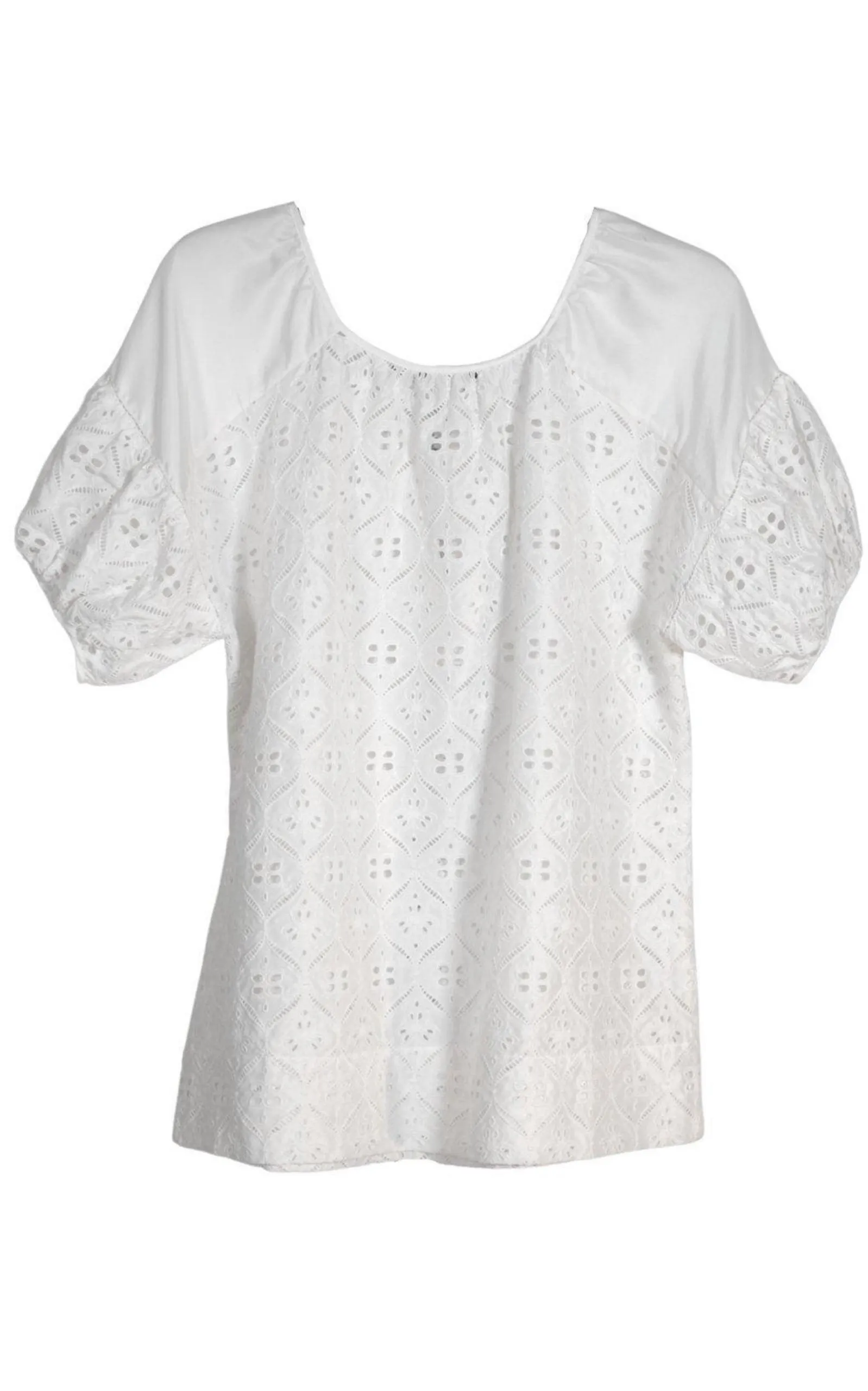 White Cotton Eyelet Top