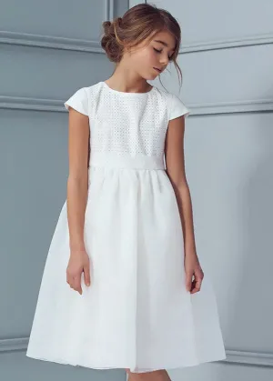 WHITE ommunion and Flower Girl Dress with Embroidered Details (GRACE)
