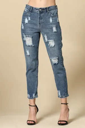 Women's Distressed Boyfriend Jeans