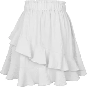 Women's Ruched Peplum High Cut Skirts Plain High Low Midi Skort Skorts for Women Chiffon Skort 2025 Y2K Skirt