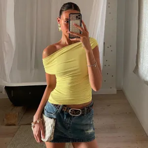 Women’s Sleeveless Top - Diagonal Collar Solid